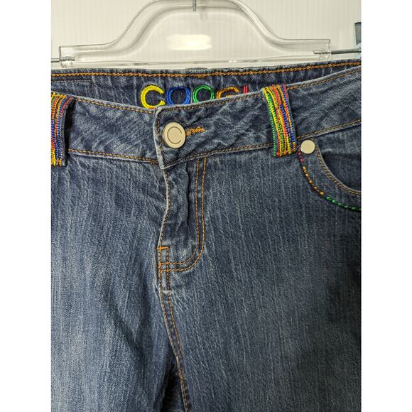 Coogi Vintage 90's Y2K Jean Shirts Rainbow Stitching Low Rise - Picture 7 of 10